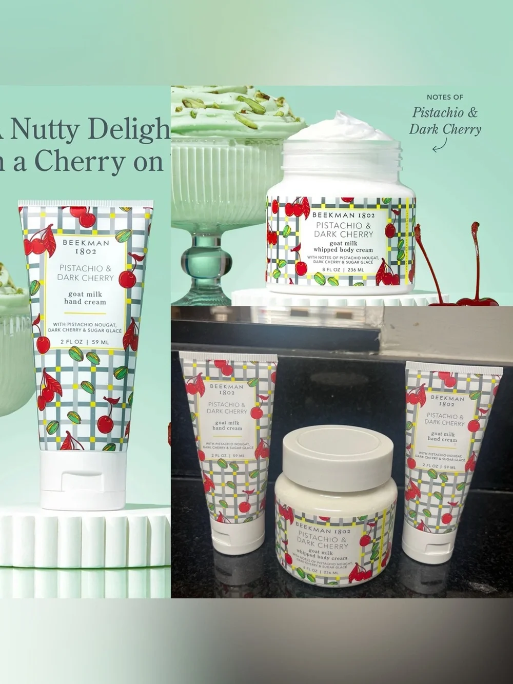 Beekman 1802 Pistachio & Dark Cherry Whipped Body & Hand Cream (2)